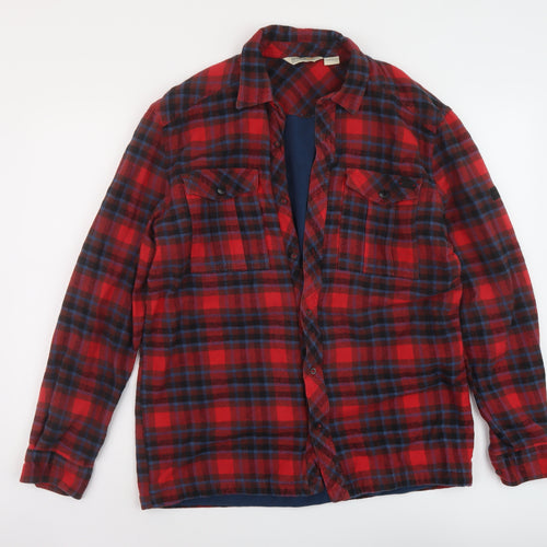 Regatta Mens Red Plaid Jacket Size L Button