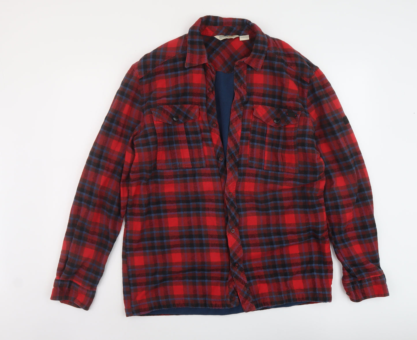 Regatta Mens Red Plaid Jacket Size L Button