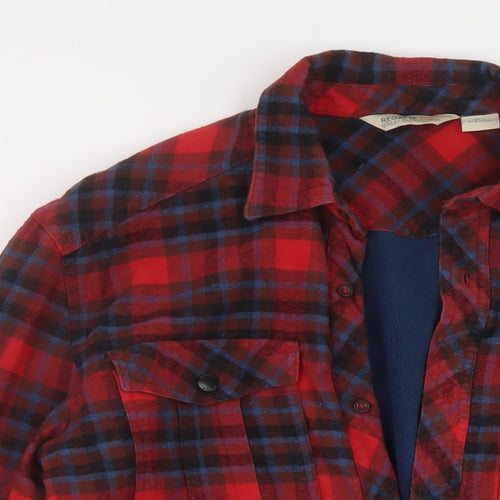 Regatta Mens Red Plaid Jacket Size L Button