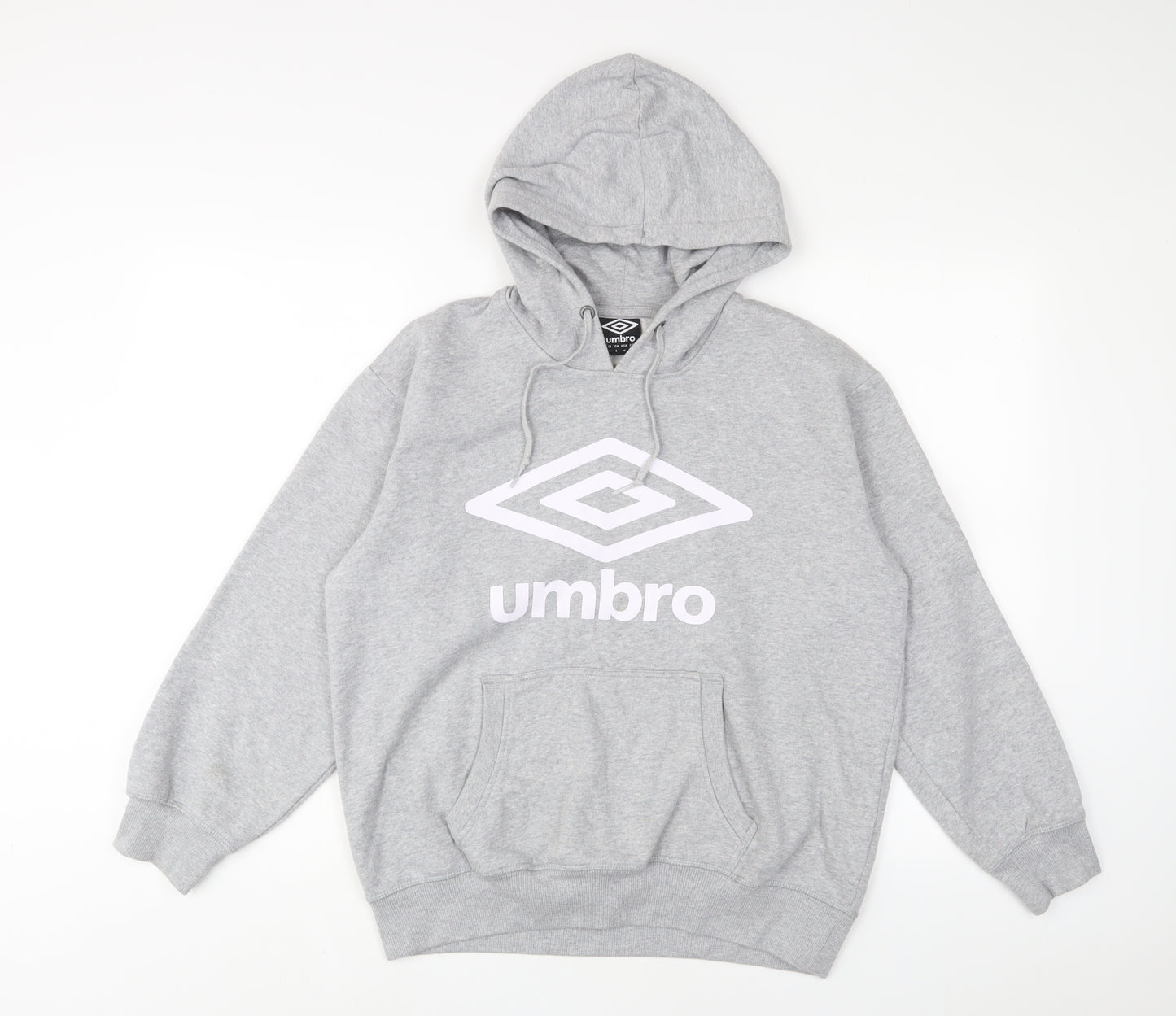 Umbro Mens Grey Cotton Pullover Hoodie Size S - Logo