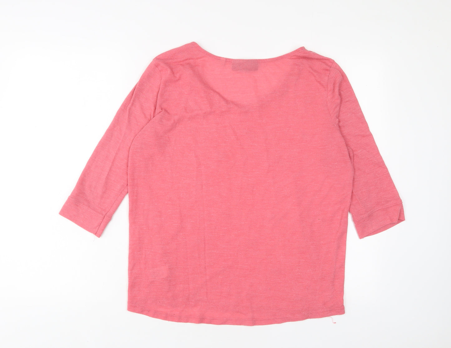 NEXT Womens Pink Polyester Basic T-Shirt Size 14 Scoop Neck - Beaded