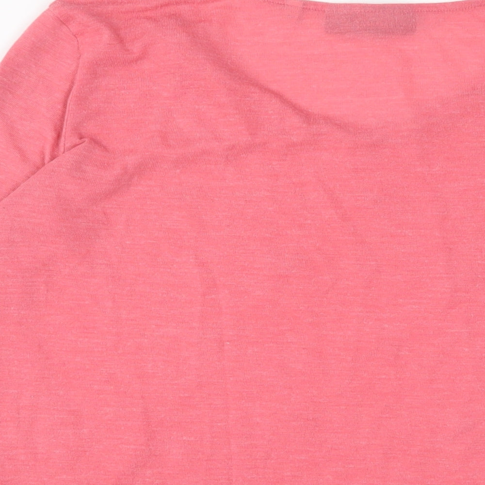 NEXT Womens Pink Polyester Basic T-Shirt Size 14 Scoop Neck - Beaded