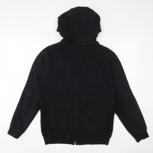 Zara Mens Black Cotton Full Zip Hoodie Size S - Zip Pockets