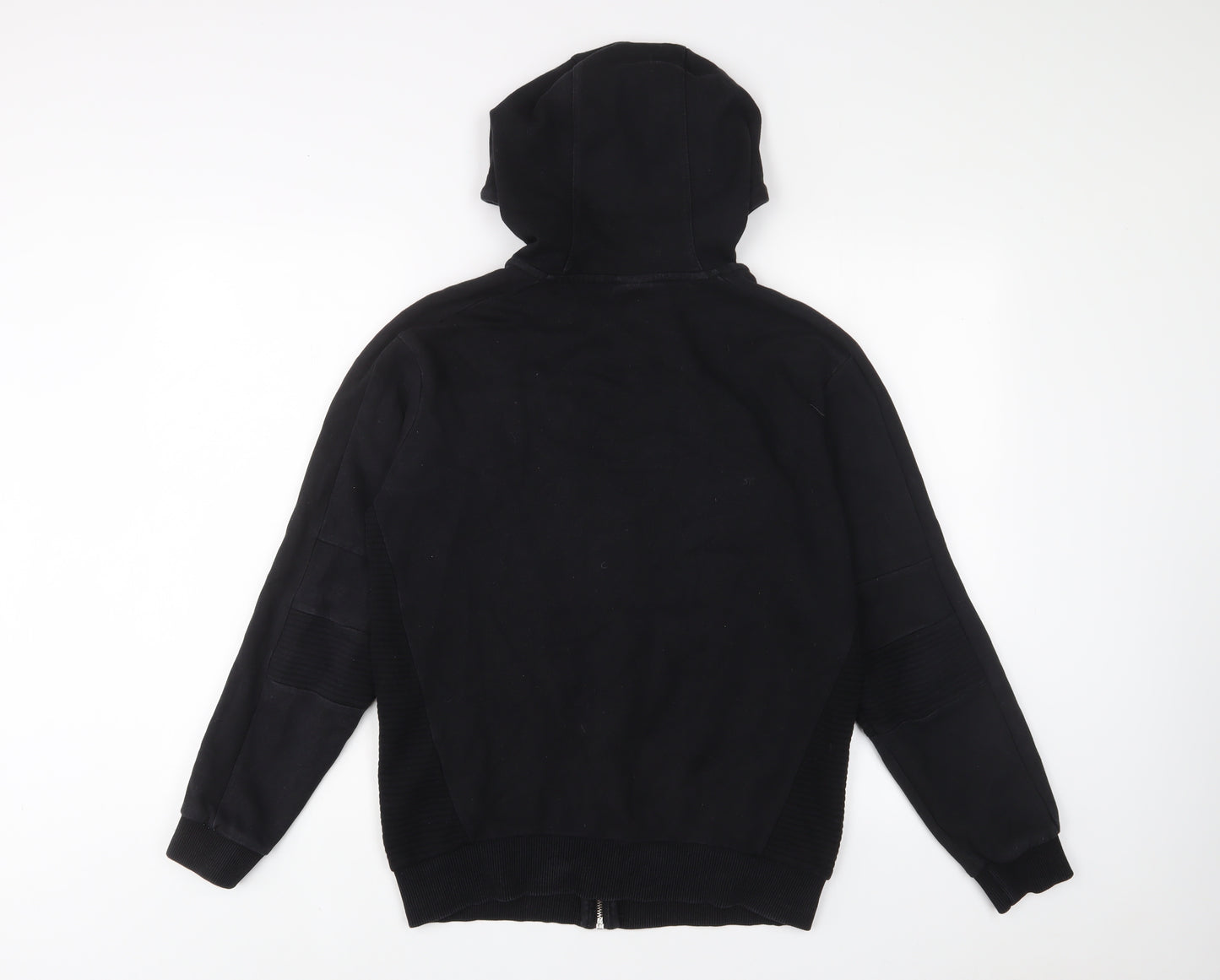 Zara Mens Black Cotton Full Zip Hoodie Size S - Zip Pockets