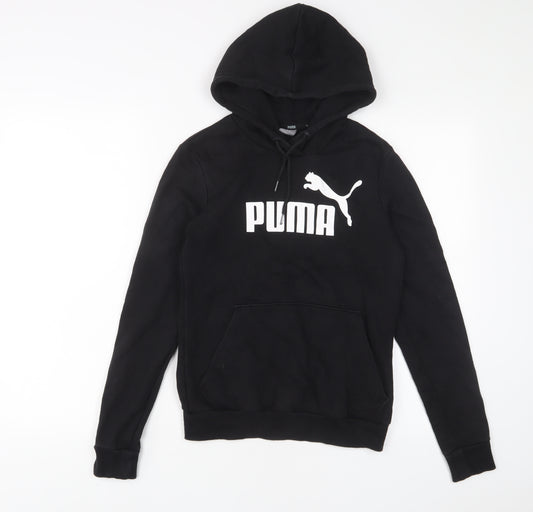 PUMA Mens Black Cotton Pullover Hoodie Size XS