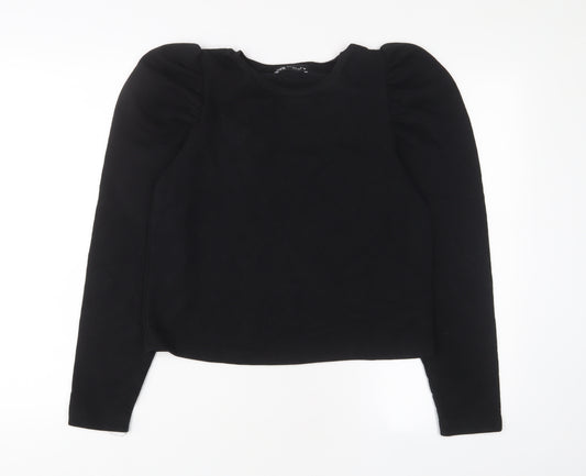 Zara Womens Black Cotton Pullover Sweatshirt Size M Pullover