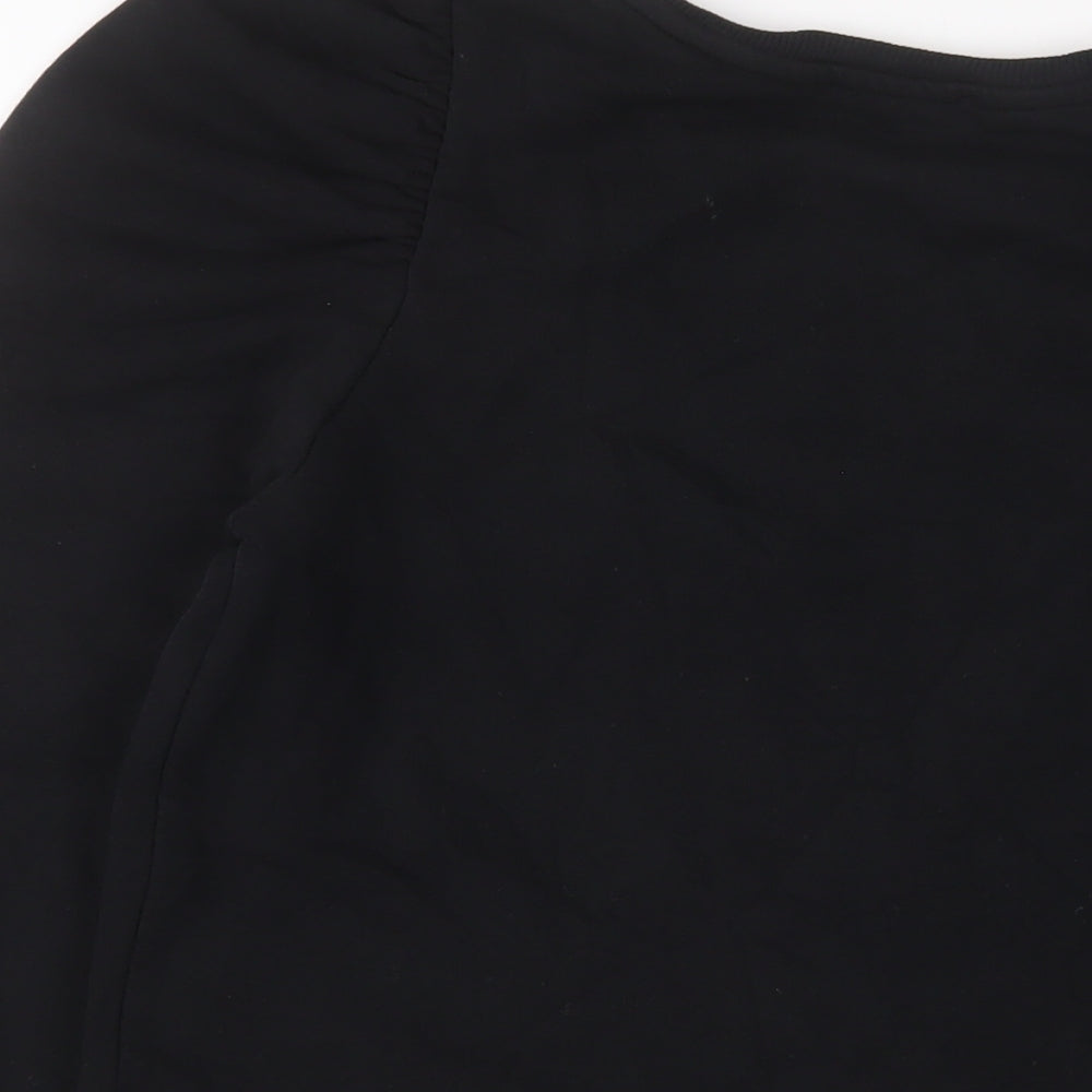 Zara Womens Black Cotton Pullover Sweatshirt Size M Pullover