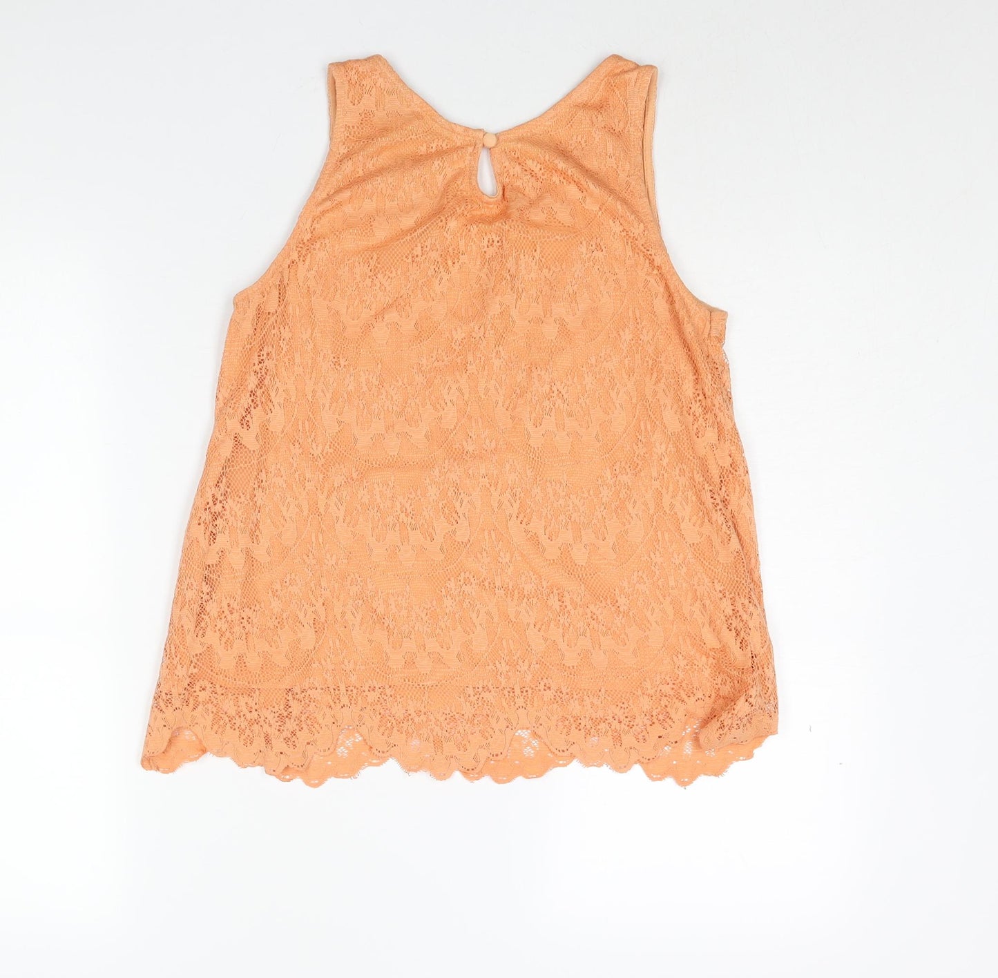 Dorothy Perkins Womens Orange Cotton Camisole Blouse Size 12 Round Neck