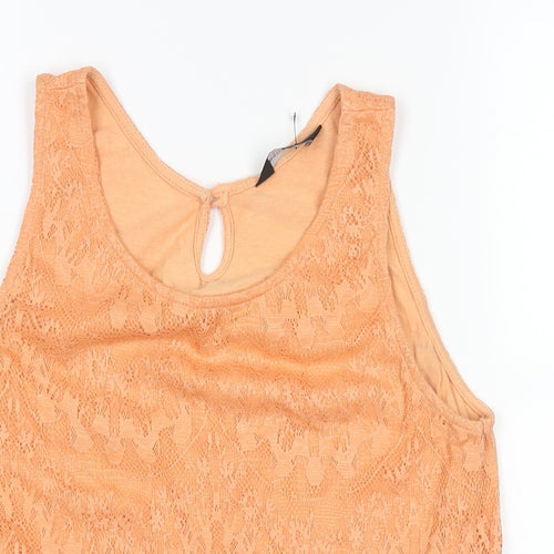 Dorothy Perkins Womens Orange Cotton Camisole Blouse Size 12 Round Neck