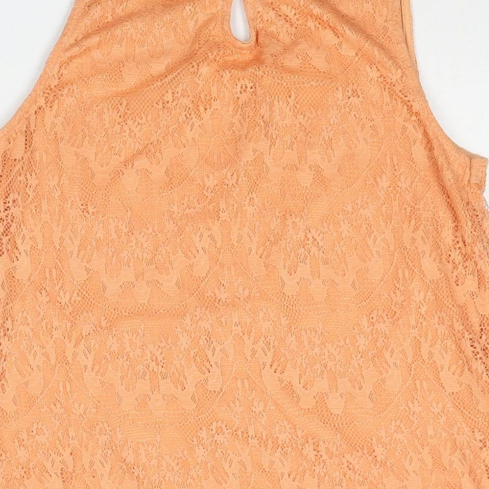 Dorothy Perkins Womens Orange Cotton Camisole Blouse Size 12 Round Neck