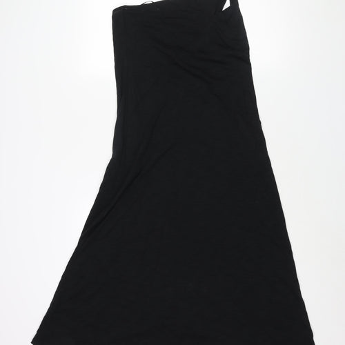 Marks and Spencer Womens Black Cotton A-Line Size 8 One Shoulder Pullover - Twist Strap