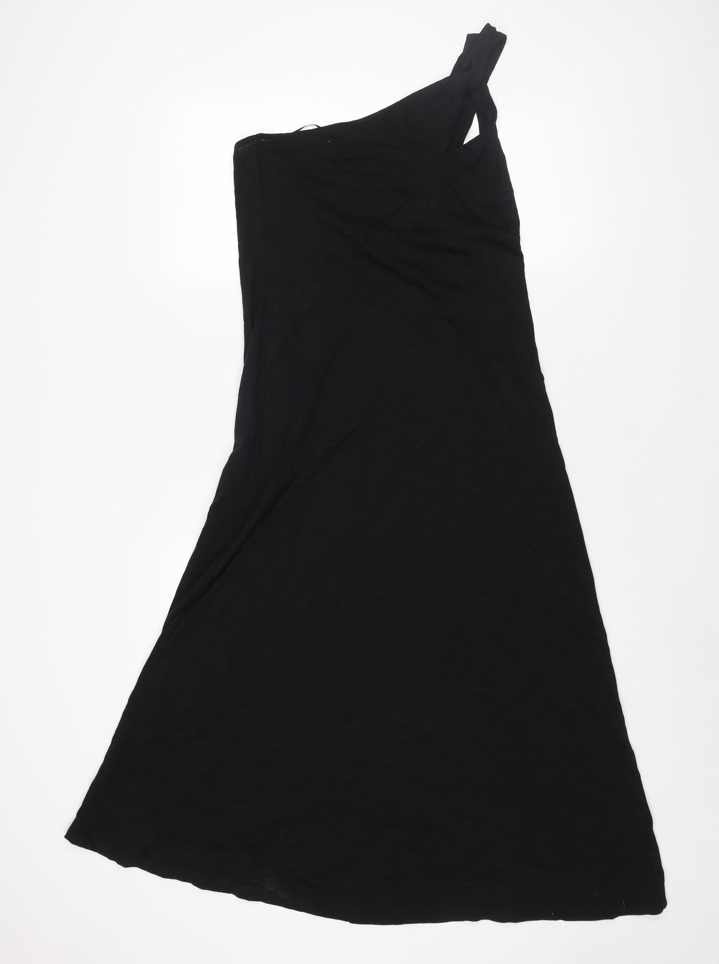 Marks and Spencer Womens Black Cotton A-Line Size 8 One Shoulder Pullover - Twist Strap