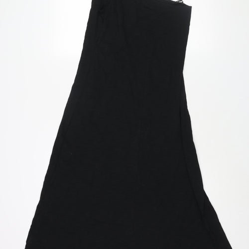 Marks and Spencer Womens Black Cotton A-Line Size 8 One Shoulder Pullover - Twist Strap