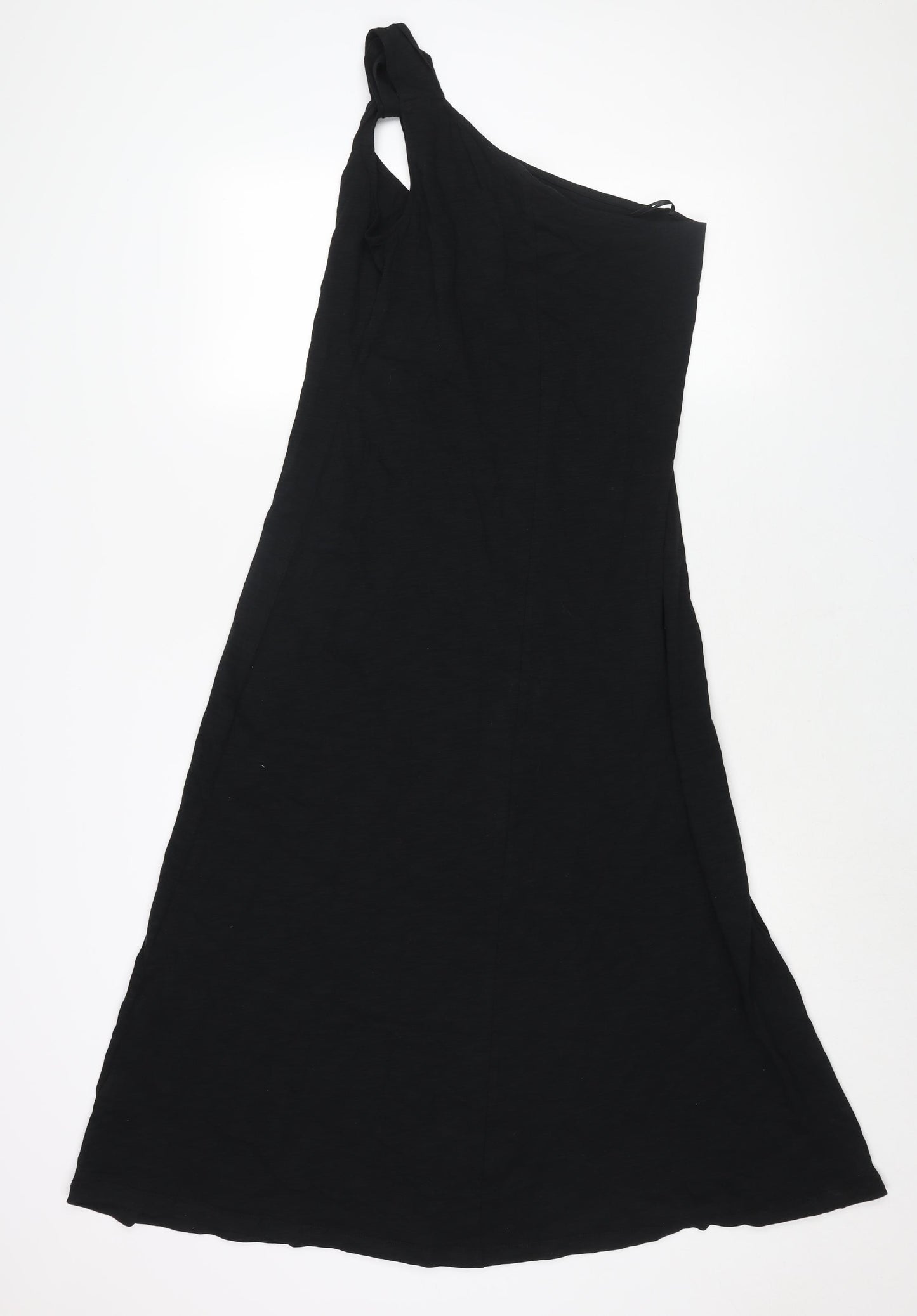 Marks and Spencer Womens Black Cotton A-Line Size 8 One Shoulder Pullover - Twist Strap