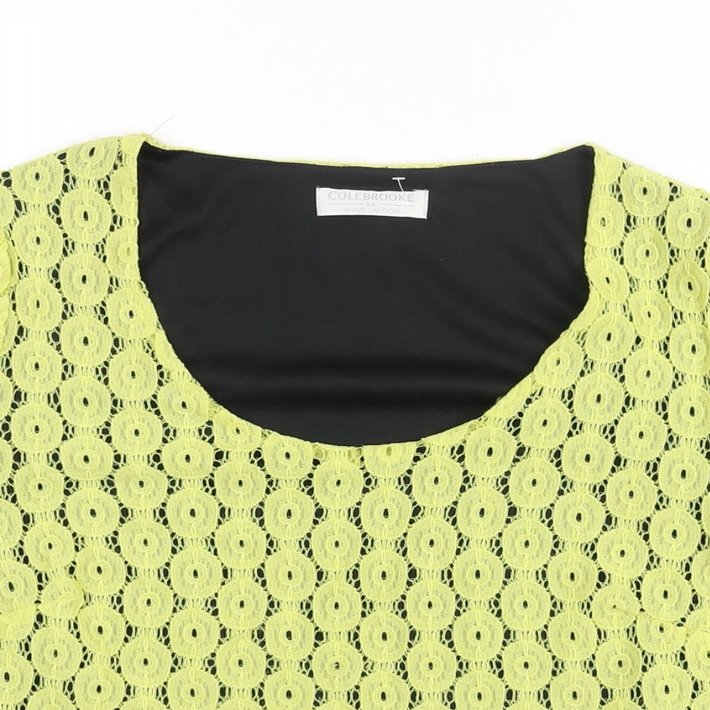 Windmoor Womens Yellow Nylon Basic Blouse Size S Round Neck