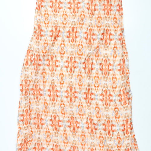 Per Una Womens Orange Geometric Modal Maxi Size 12 V-Neck Zip - Lace Trim