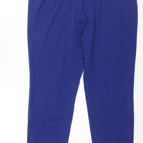 Marks and Spencer Womens Blue Viscose Cropped Trousers Size 16 L24 in Regular - Elasticated Waist