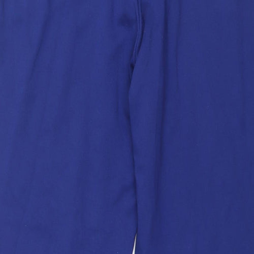 Marks and Spencer Womens Blue Viscose Cropped Trousers Size 16 L24 in Regular - Elasticated Waist