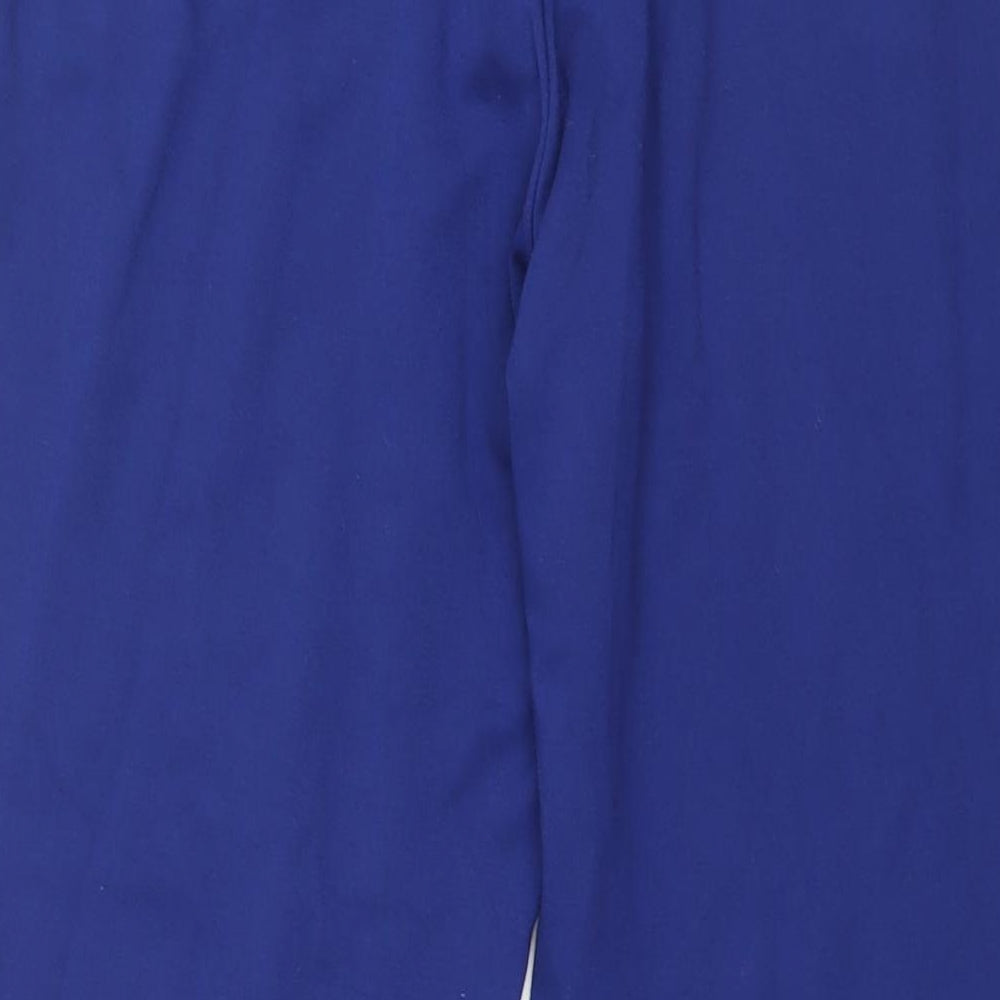 Marks and Spencer Womens Blue Viscose Cropped Trousers Size 16 L24 in Regular - Elasticated Waist