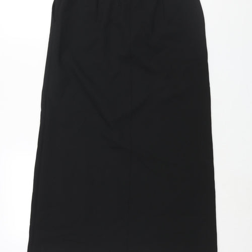 Marks and Womens Black Polyester A-Line Skirt Size 8 Zip - Front Slit