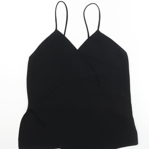 Zara Womens Black Polyester Camisole Blouse Size M V-Neck - Asymmetric