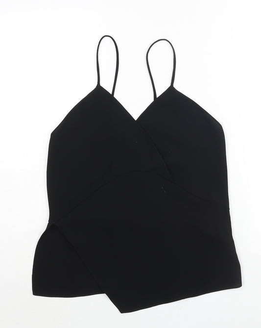 Zara Womens Black Polyester Camisole Blouse Size M V-Neck - Asymmetric