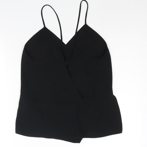 Zara Womens Black Polyester Camisole Blouse Size M V-Neck - Asymmetric