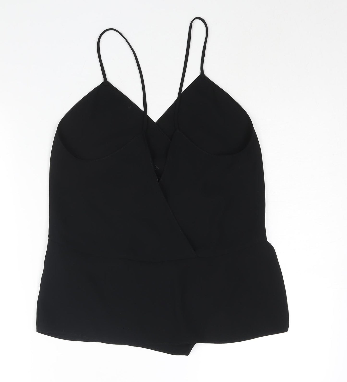 Zara Womens Black Polyester Camisole Blouse Size M V-Neck - Asymmetric