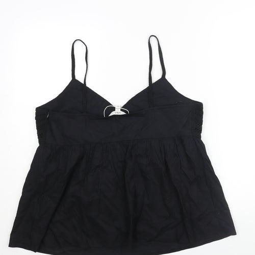 Marks and Spencer Womens Black Cotton Camisole Blouse Size 16 V-Neck - Knit Detail