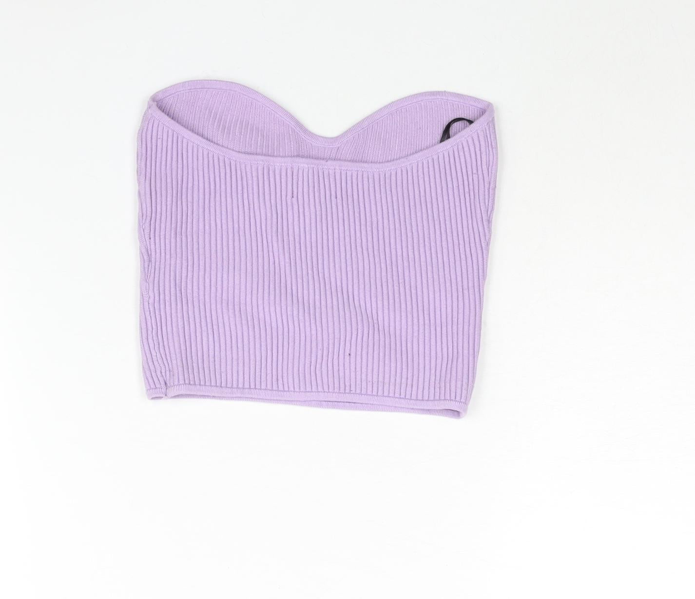 H&M Womens Purple Square Neck Viscose Pullover Jumper Size S - Bandeau