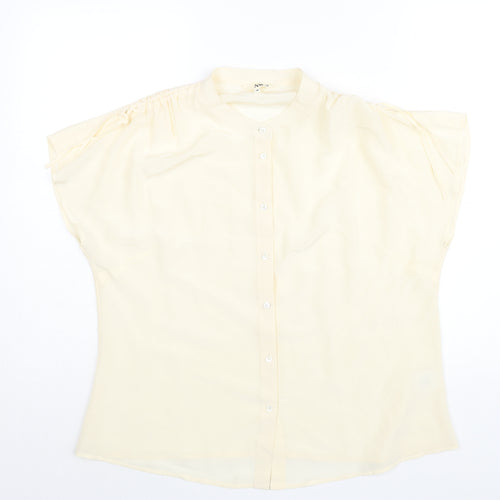 N.W.3 Womens Ivory Silk Basic Blouse Size 14 Round Neck - Drawstring Shoulder