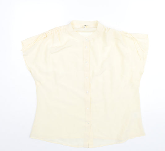 N.W.3 Womens Ivory Silk Basic Blouse Size 14 Round Neck - Drawstring Shoulder