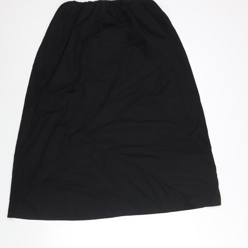 Marks and Spencer Womens Black Cotton A-Line Skirt Size 10 - Elasticated Waist