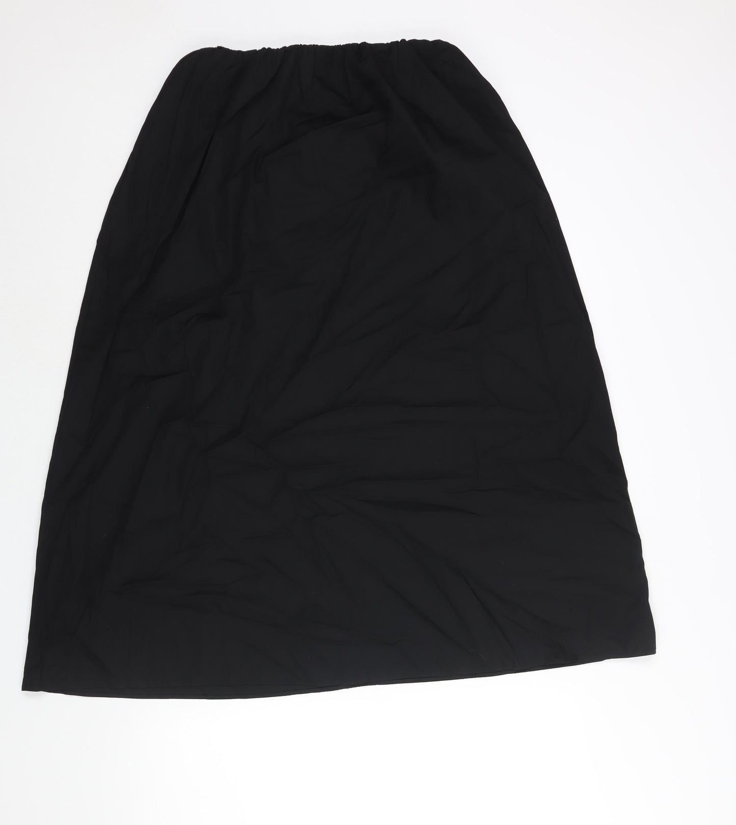 Marks and Spencer Womens Black Cotton A-Line Skirt Size 10 - Elasticated Waist