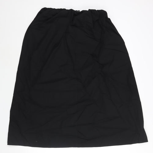 Marks and Spencer Womens Black Cotton A-Line Skirt Size 10 - Elasticated Waist