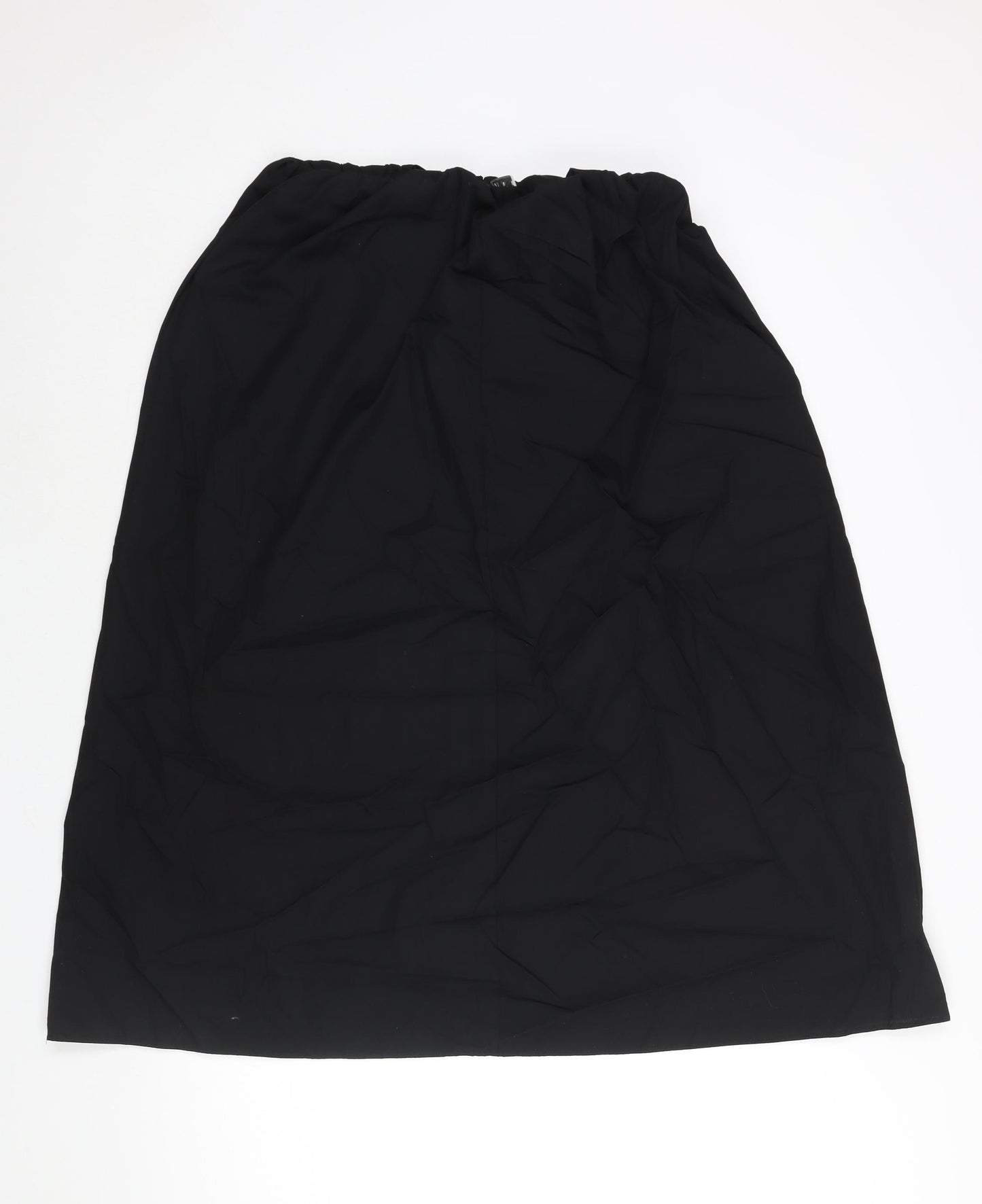 Marks and Spencer Womens Black Cotton A-Line Skirt Size 10 - Elasticated Waist