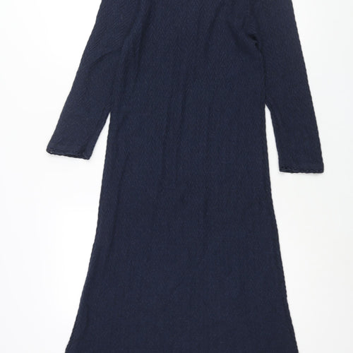 Phase Eight Womens Blue Cotton Jumper Dress Size 10 Round Neck Pullover