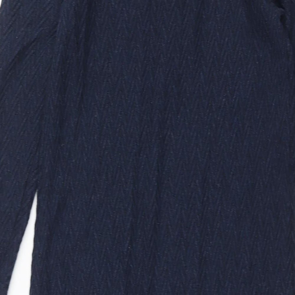 Phase Eight Womens Blue Cotton Jumper Dress Size 10 Round Neck Pullover