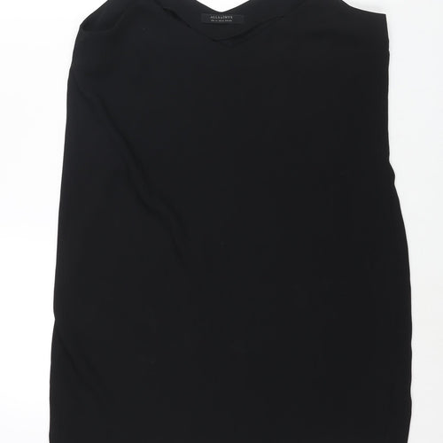 All Saints Womens Black Polyester Shift Size 14 V-Neck Pullover