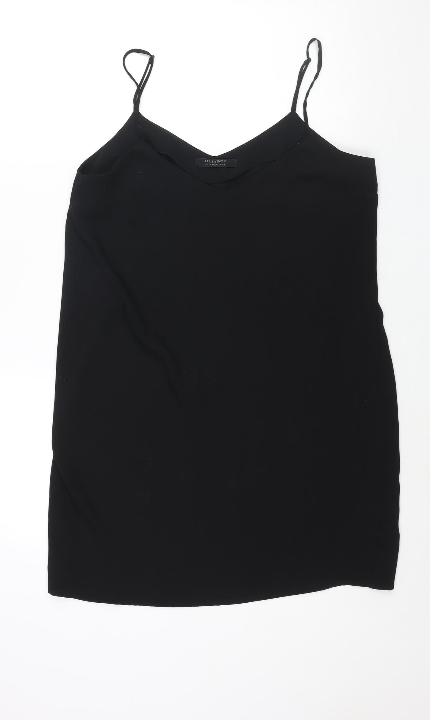 All Saints Womens Black Polyester Shift Size 14 V-Neck Pullover