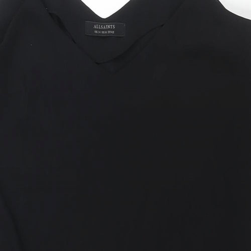 All Saints Womens Black Polyester Shift Size 14 V-Neck Pullover