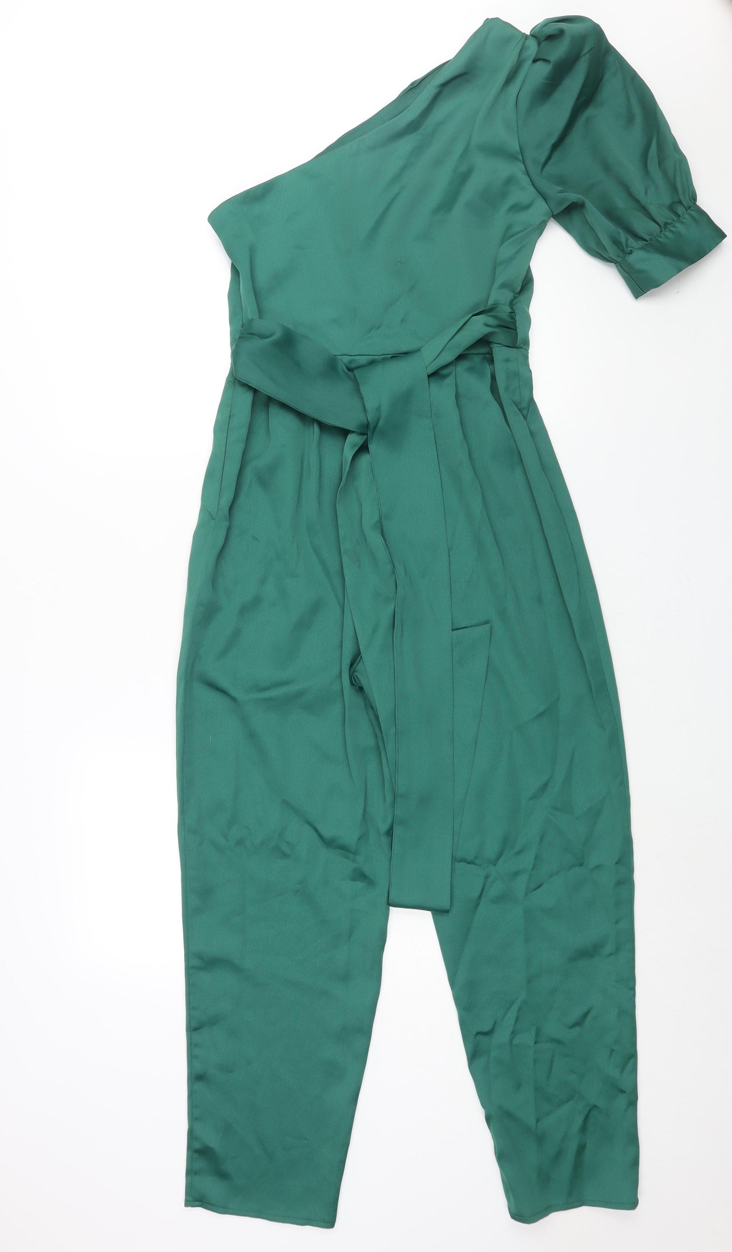 ASOS Womens Green Polyester Jumpsuit One-Piece Size 12 L27 in Zip - Belted