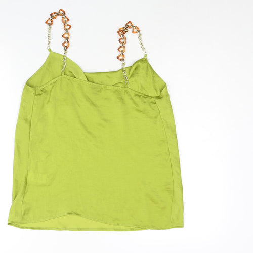 River Island Womens Green Polyester Camisole Blouse Size 10 Cowl Neck - Chain Strap