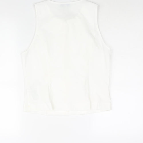 Marks and Spencer Womens White Polyester Camisole Blouse Size 12 Round Neck - Bow Detail