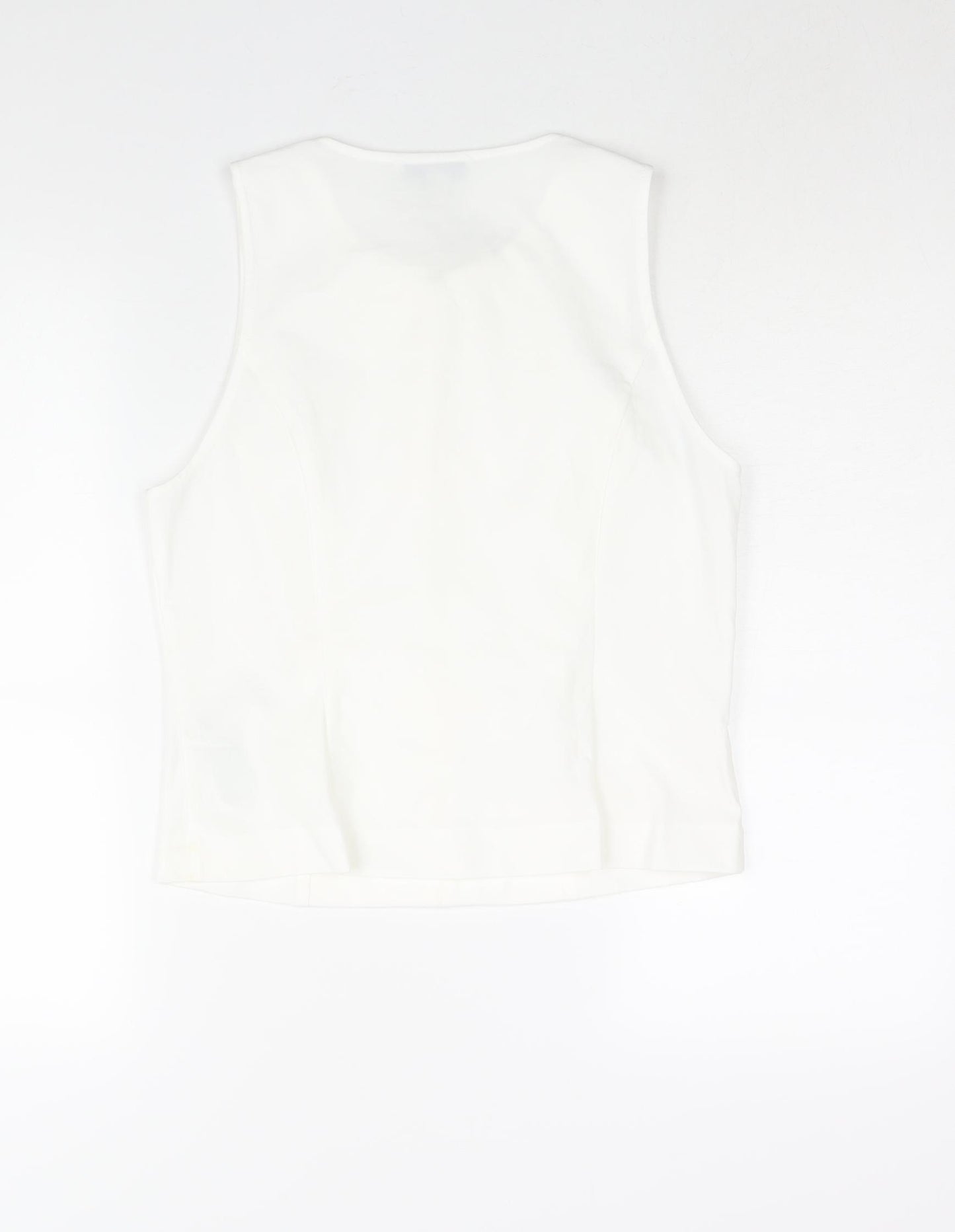 Marks and Spencer Womens White Polyester Camisole Blouse Size 12 Round Neck - Bow Detail