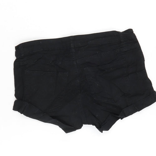 H&M Womens Black Cotton Boyfriend Shorts Size 8 Regular Zip