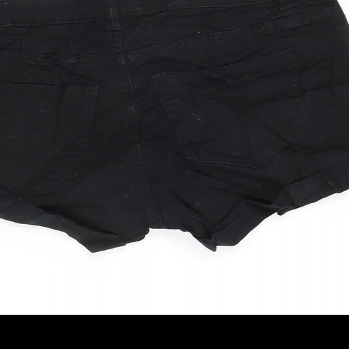 H&M Womens Black Cotton Boyfriend Shorts Size 8 Regular Zip