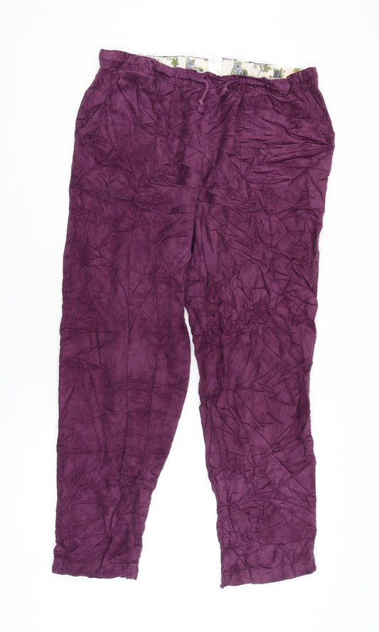 Damart Womens Purple Cotton Trousers Size 18 L26.5 in Regular Tie