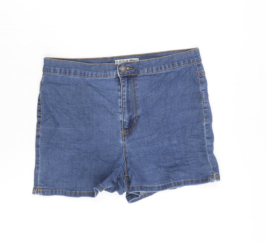 Denim & Co. Womens Blue Cotton Boyfriend Shorts Size 14 Regular Zip