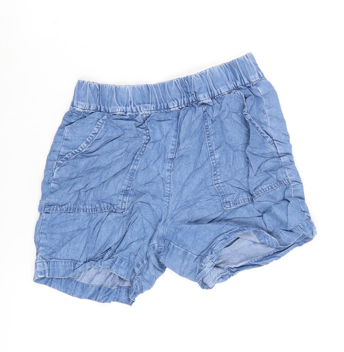 TU Womens Blue Cotton Basic Shorts Size 12 Regular